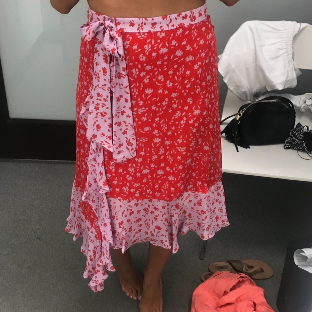 Parker Size 0 Pink/Red Midi Skirt